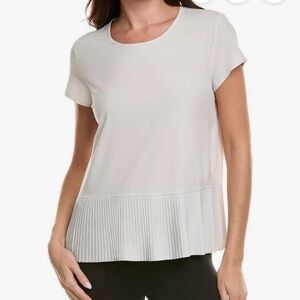 SPANX Women's Short Sleeve White Pleated Tee